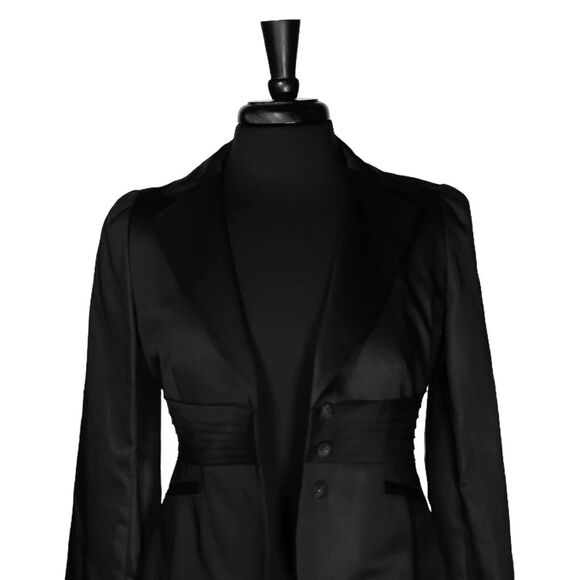 Ann Taylor Women's Blazer Black Linen Blend Snap Button Lined Suit Jacket 2P NWT - Picture 5 of 8